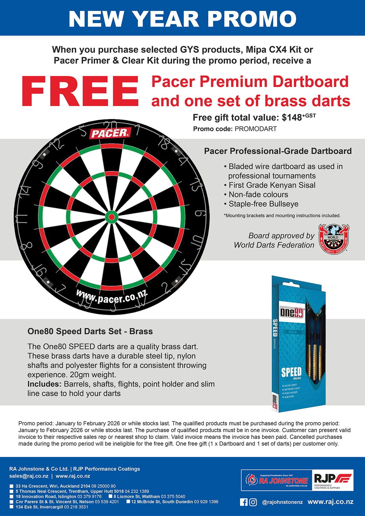 RA Johnstone New Year Promo - Free Dartboard & Darts